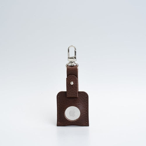 Leather AirTag bag charm with carabiner