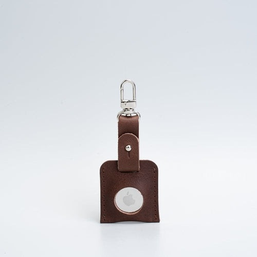 Leather AirTag bag charm with carabiner