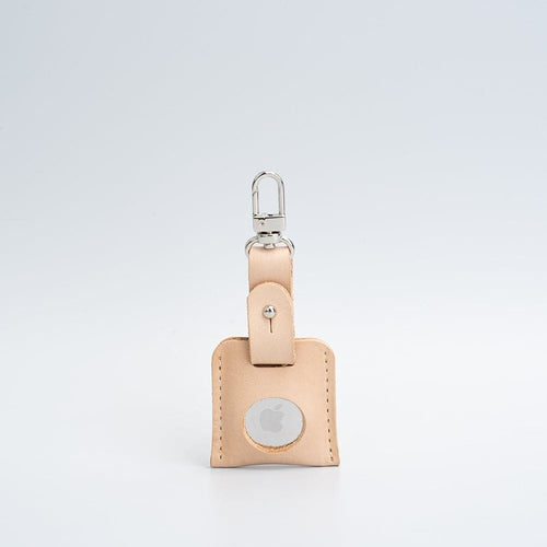 Leather AirTag bag charm with carabiner